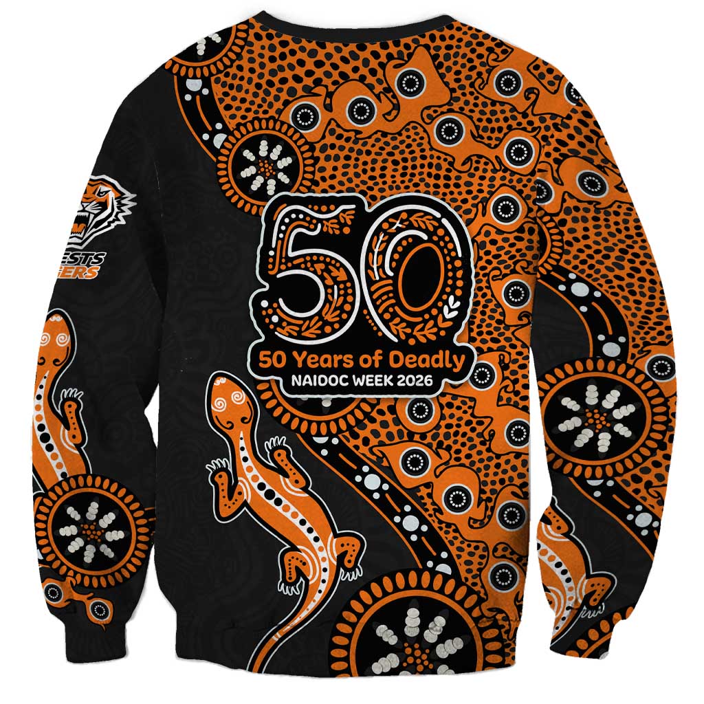 Wests Tigers NAIDOC Week 2026 Sweatshirt Aboriginal Lizard Dot Painting - 50 Years of Deadly
