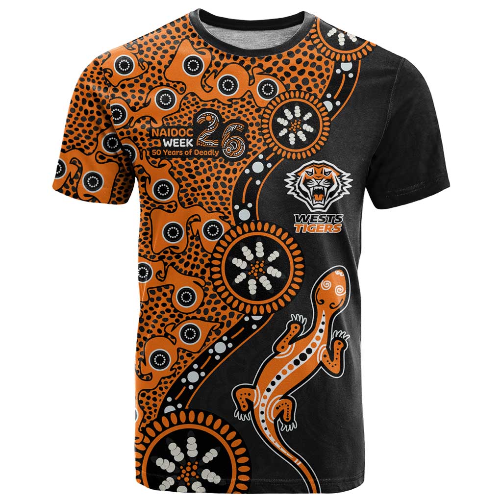 Wests Tigers NAIDOC Week 2026 T Shirt Aboriginal Lizard Dot Painting - 50 Years of Deadly