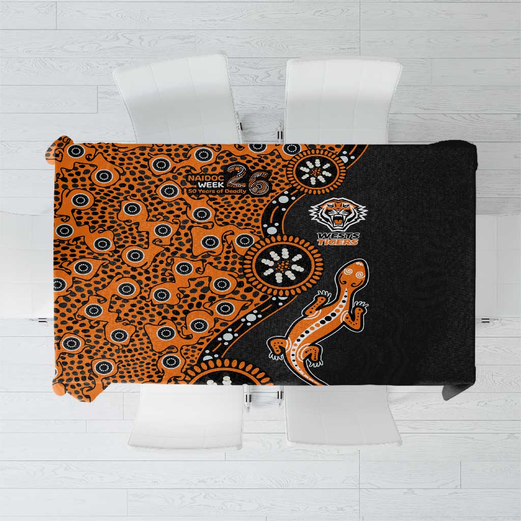 Wests Tigers NAIDOC Week 2026 Tablecloth Aboriginal Lizard Dot Painting - 50 Years of Deadly