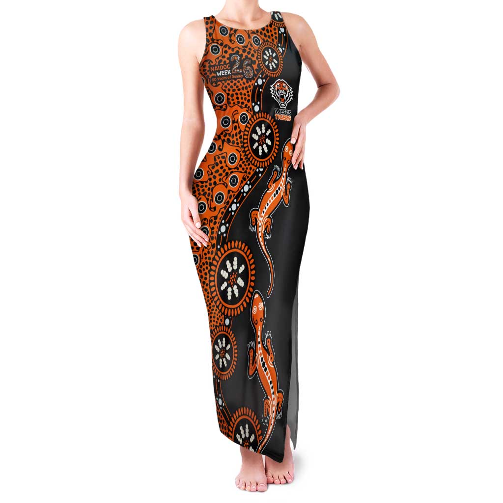 Wests Tigers NAIDOC Week 2026 Tank Maxi Dress Aboriginal Lizard Dot Painting - 50 Years of Deadly