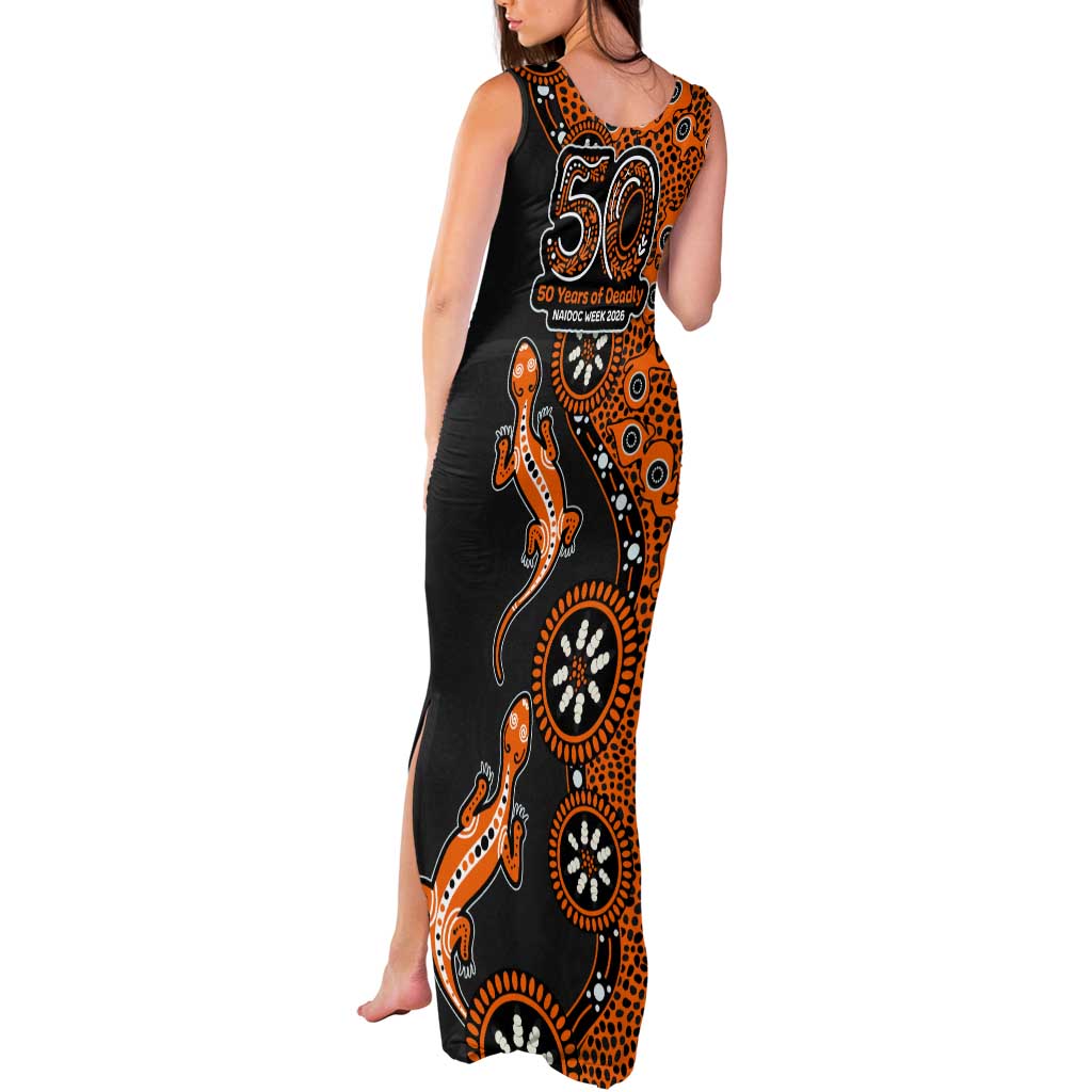 Wests Tigers NAIDOC Week 2026 Tank Maxi Dress Aboriginal Lizard Dot Painting - 50 Years of Deadly