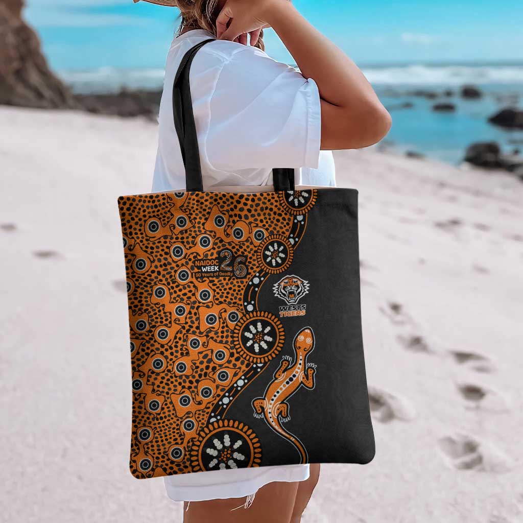 Wests Tigers NAIDOC Week 2026 Tote Bag Aboriginal Lizard Dot Painting - 50 Years of Deadly