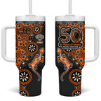 Wests Tigers NAIDOC Week 2026 Tumbler With Handle Aboriginal Lizard Dot Painting - 50 Years of Deadly