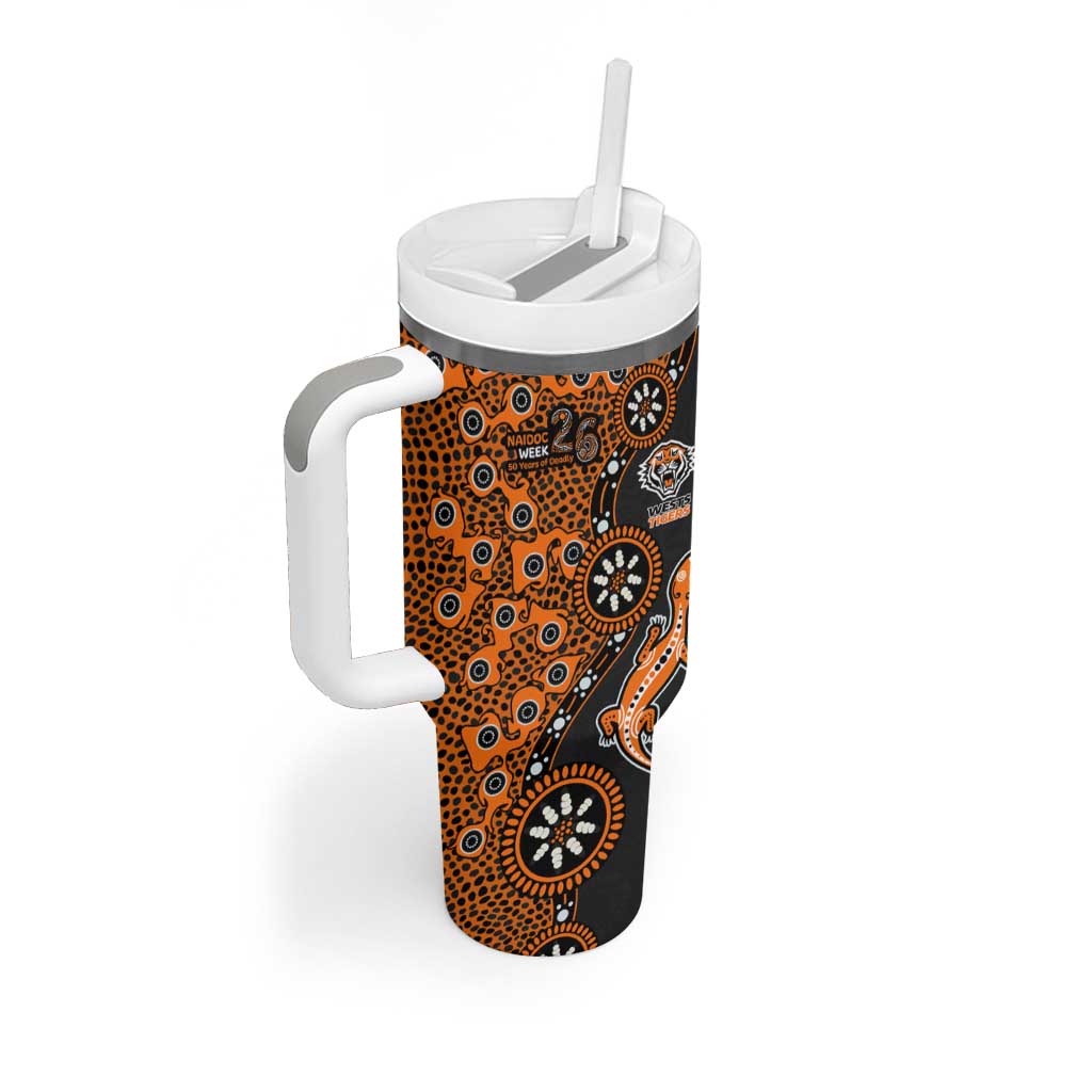 Wests Tigers NAIDOC Week 2026 Tumbler With Handle Aboriginal Lizard Dot Painting - 50 Years of Deadly