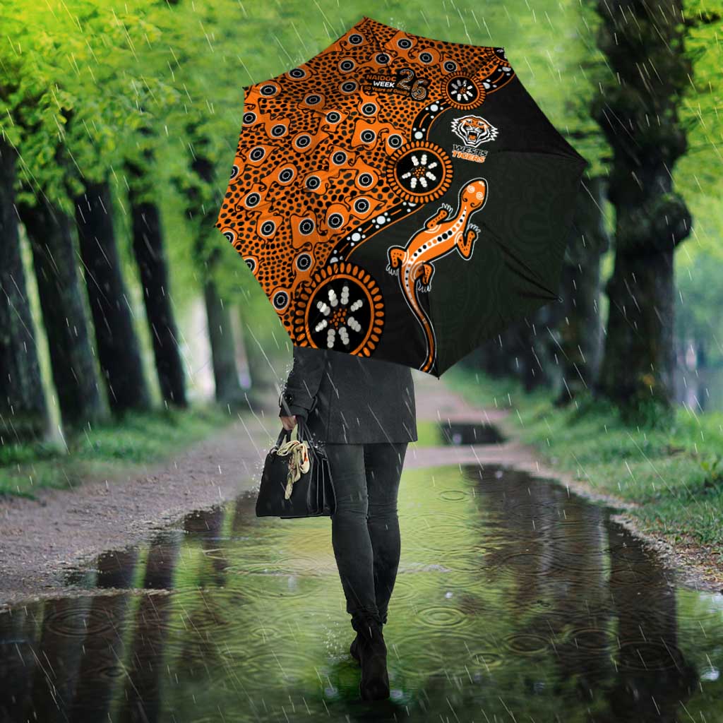 Wests Tigers NAIDOC Week 2026 Umbrella Aboriginal Lizard Dot Painting - 50 Years of Deadly