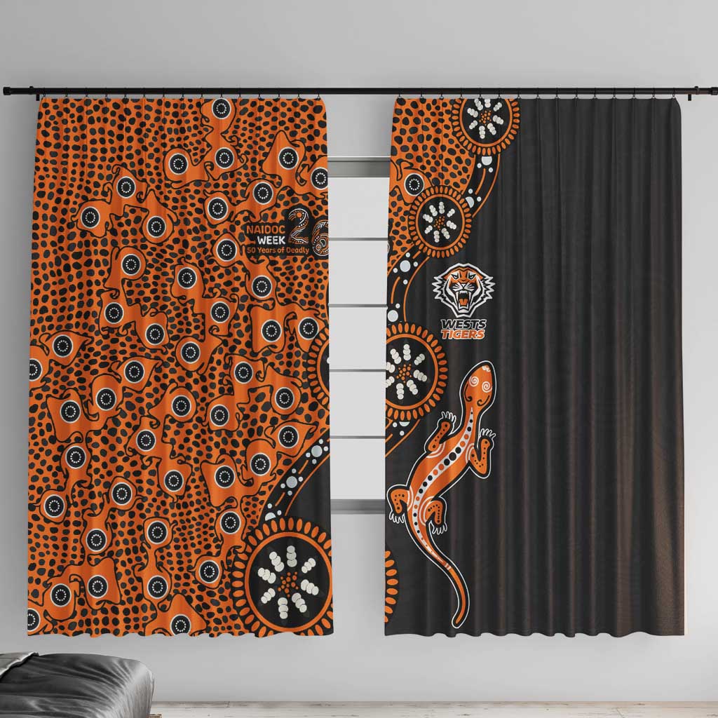 Wests Tigers NAIDOC Week 2026 Window Curtain Aboriginal Lizard Dot Painting - 50 Years of Deadly