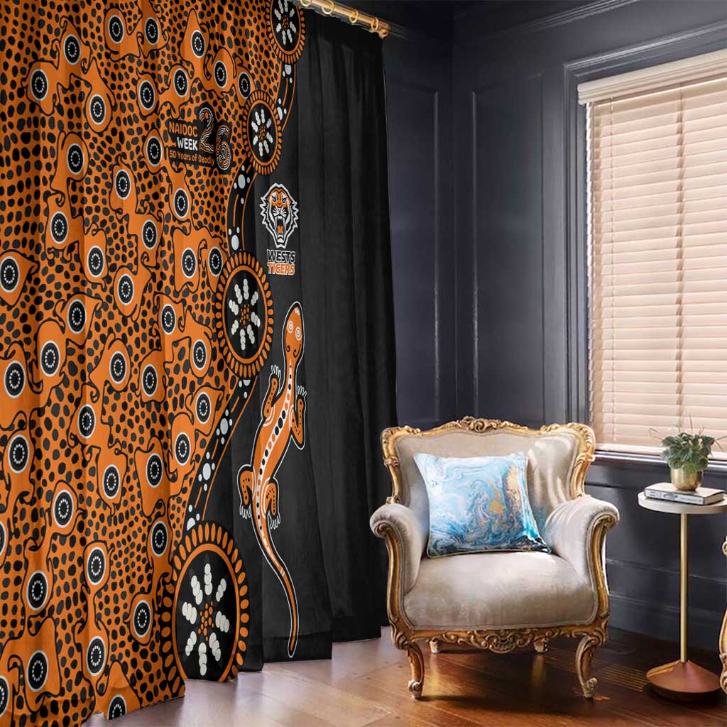 Wests Tigers NAIDOC Week 2026 Window Curtain Aboriginal Lizard Dot Painting - 50 Years of Deadly