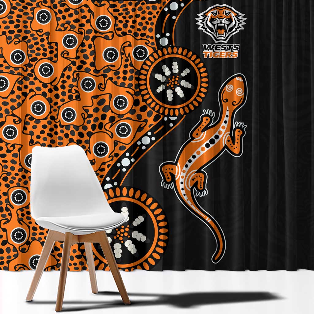 Wests Tigers NAIDOC Week 2026 Window Curtain Aboriginal Lizard Dot Painting - 50 Years of Deadly