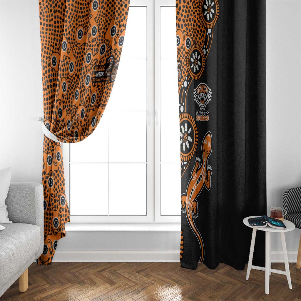 Wests Tigers NAIDOC Week 2026 Window Curtain Aboriginal Lizard Dot Painting - 50 Years of Deadly