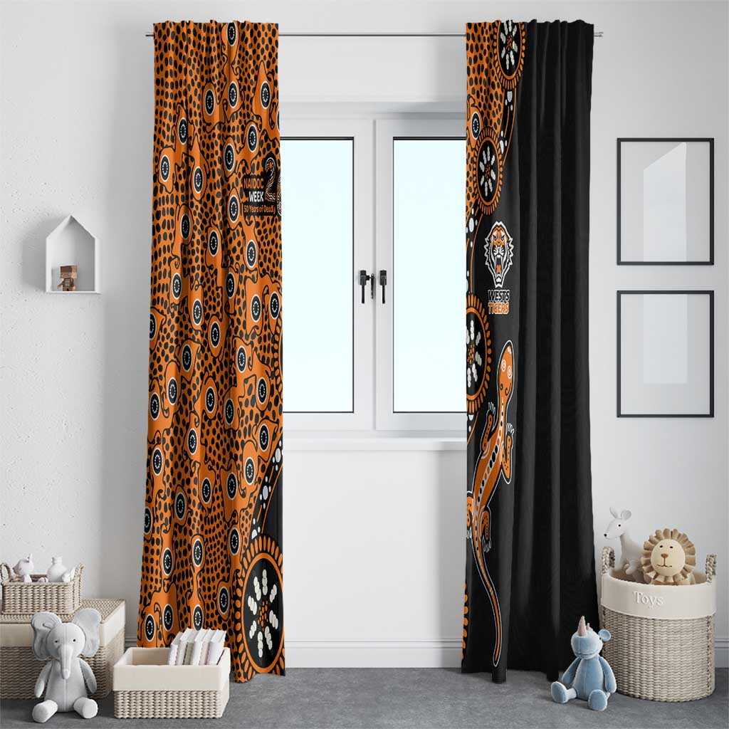 Wests Tigers NAIDOC Week 2026 Window Curtain Aboriginal Lizard Dot Painting - 50 Years of Deadly