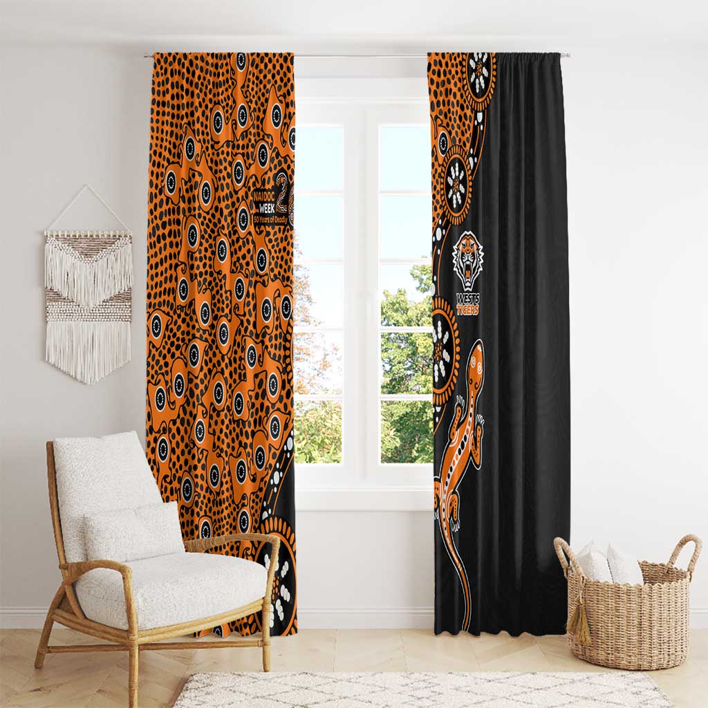 Wests Tigers NAIDOC Week 2026 Window Curtain Aboriginal Lizard Dot Painting - 50 Years of Deadly