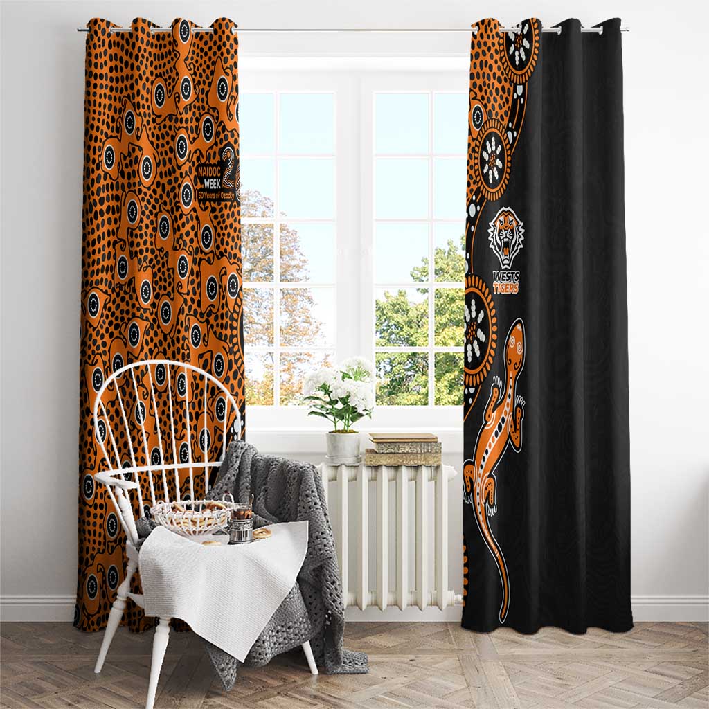 Wests Tigers NAIDOC Week 2026 Window Curtain Aboriginal Lizard Dot Painting - 50 Years of Deadly