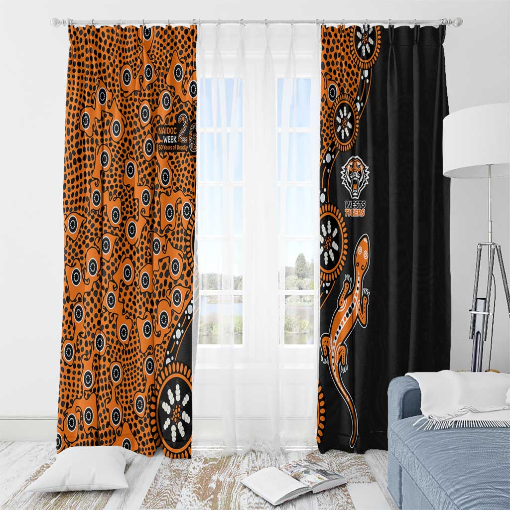 Wests Tigers NAIDOC Week 2026 Window Curtain Aboriginal Lizard Dot Painting - 50 Years of Deadly