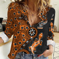 Wests Tigers NAIDOC Week 2026 Women Casual Shirt Aboriginal Lizard Dot Painting - 50 Years of Deadly