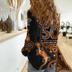 Wests Tigers NAIDOC Week 2026 Women Casual Shirt Aboriginal Lizard Dot Painting - 50 Years of Deadly