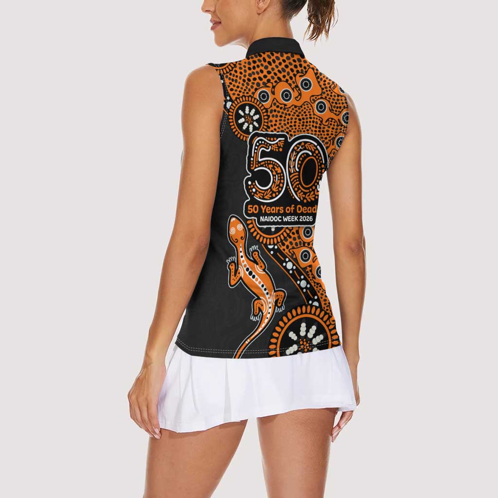 Wests Tigers NAIDOC Week 2026 Women Sleeveless Polo Shirt Aboriginal Lizard Dot Painting - 50 Years of Deadly