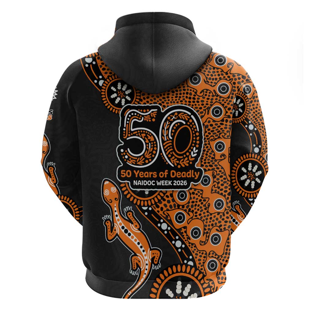 Wests Tigers NAIDOC Week 2026 Zip Hoodie Aboriginal Lizard Dot Painting - 50 Years of Deadly