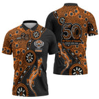 Wests Tigers NAIDOC Week 2026 Zipper Polo Shirt Aboriginal Lizard Dot Painting - 50 Years of Deadly
