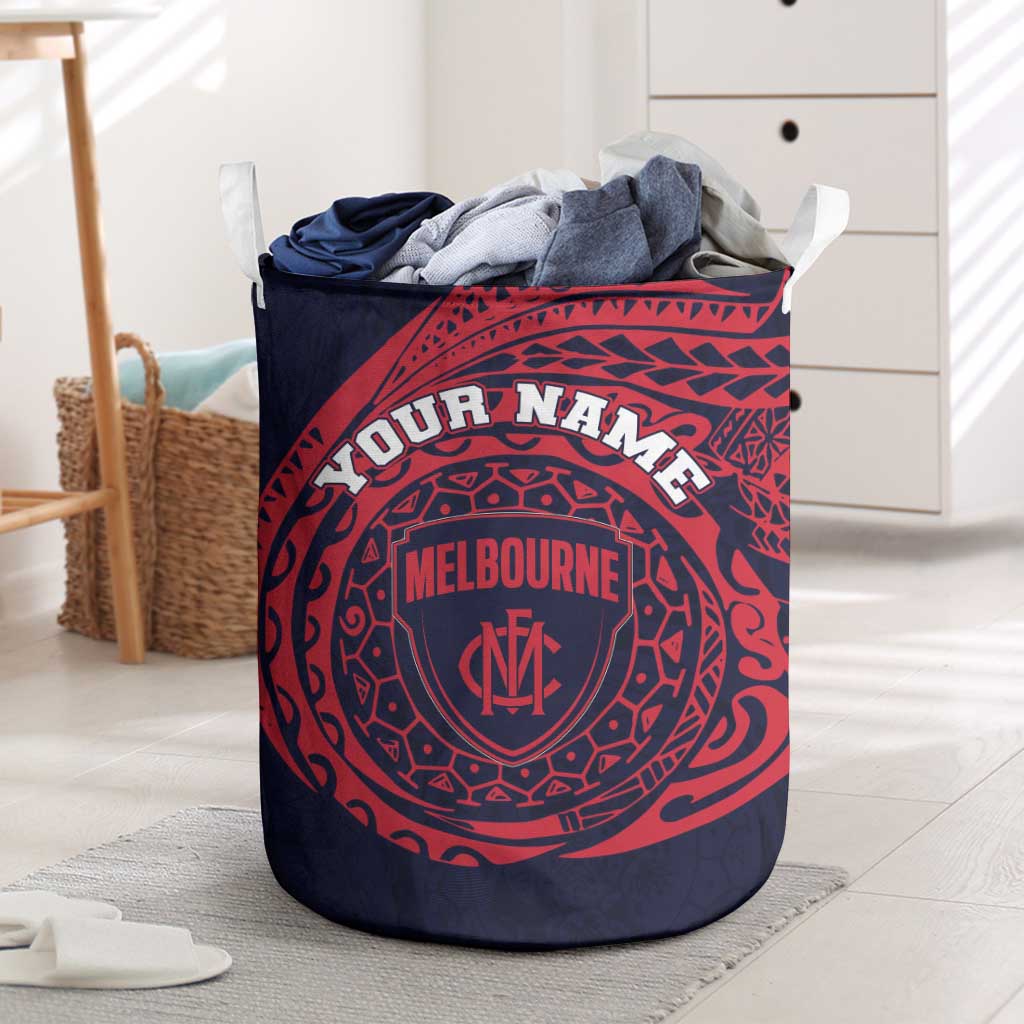 Personalized Melbourne Demons Polynesian Laundry Basket Tribal Chest and Sleeve Tattoo Heritage Warrior