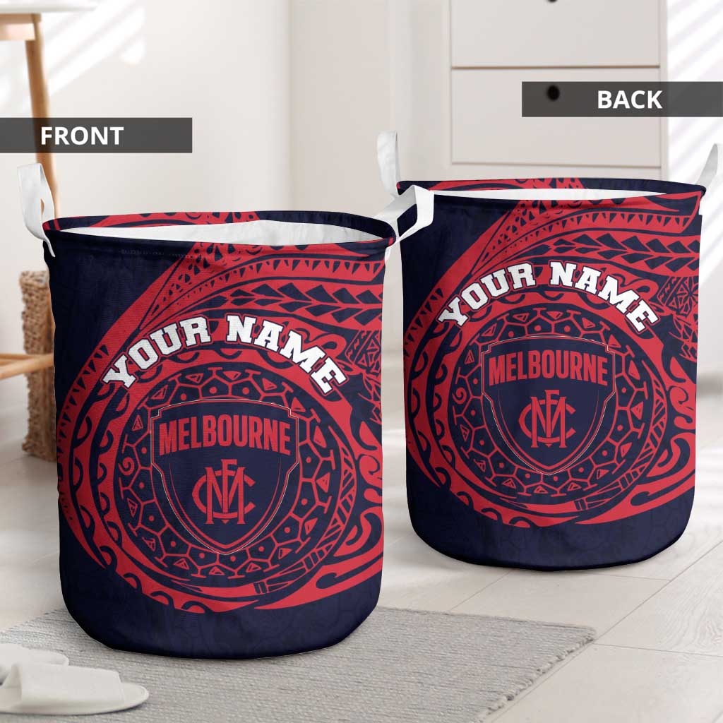 Personalized Melbourne Demons Polynesian Laundry Basket Tribal Chest and Sleeve Tattoo Heritage Warrior