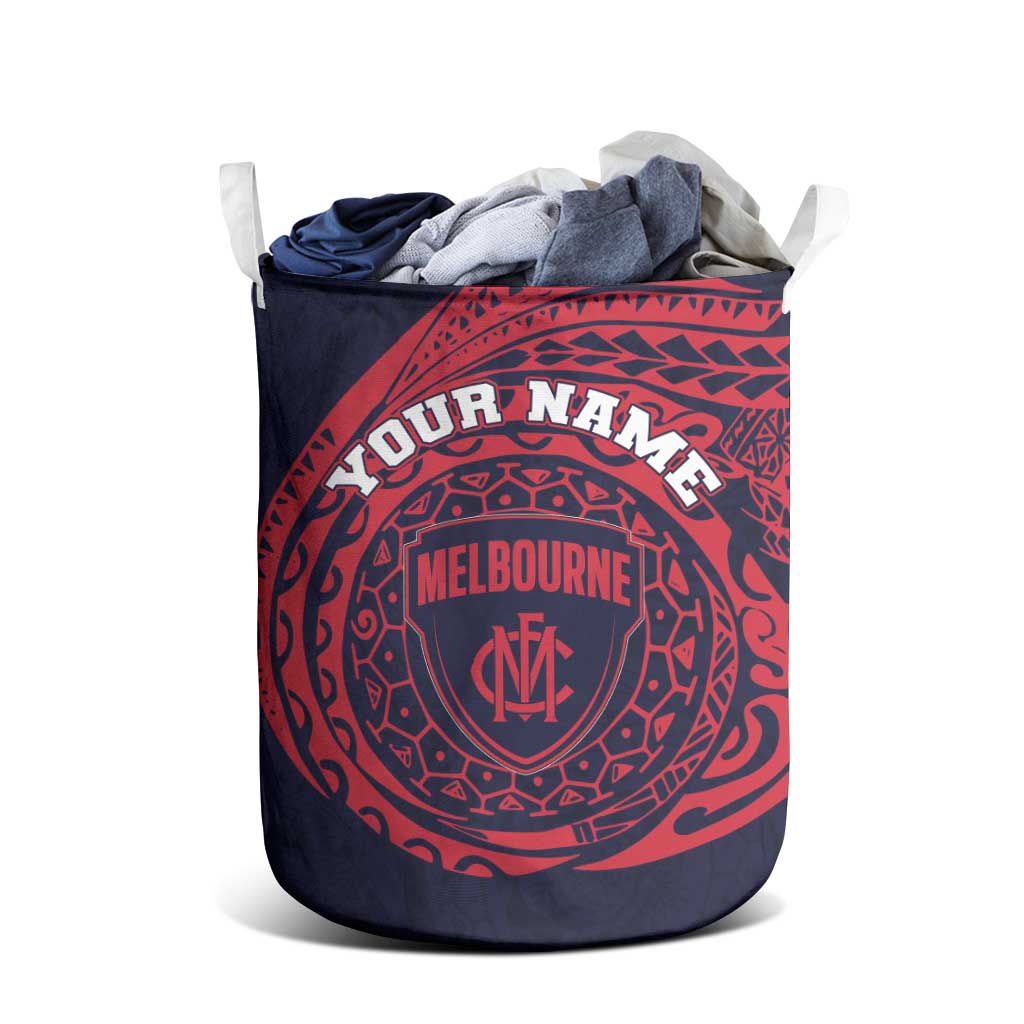 Personalized Melbourne Demons Polynesian Laundry Basket Tribal Chest and Sleeve Tattoo Heritage Warrior