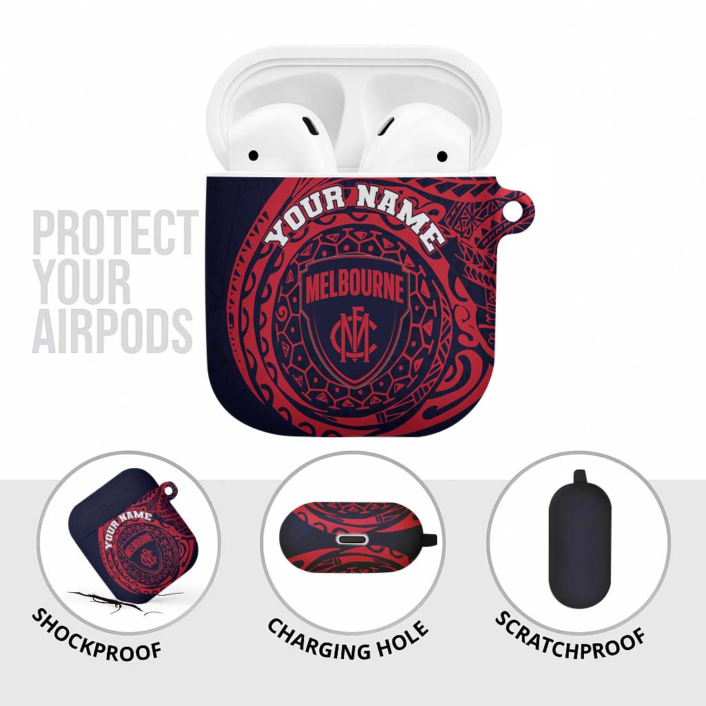 Personalized Melbourne Demons Polynesian AirPods Case Tribal Chest and Sleeve Tattoo Heritage Warrior