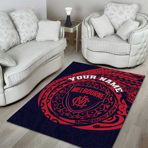 Personalized Melbourne Demons Polynesian Area Rug Tribal Chest and Sleeve Tattoo Heritage Warrior