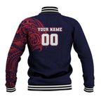 Personalized Melbourne Demons Polynesian Baseball Jacket Tribal Chest and Sleeve Tattoo Heritage Warrior