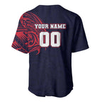 Personalized Melbourne Demons Polynesian Baseball Jersey Tribal Chest and Sleeve Tattoo Heritage Warrior