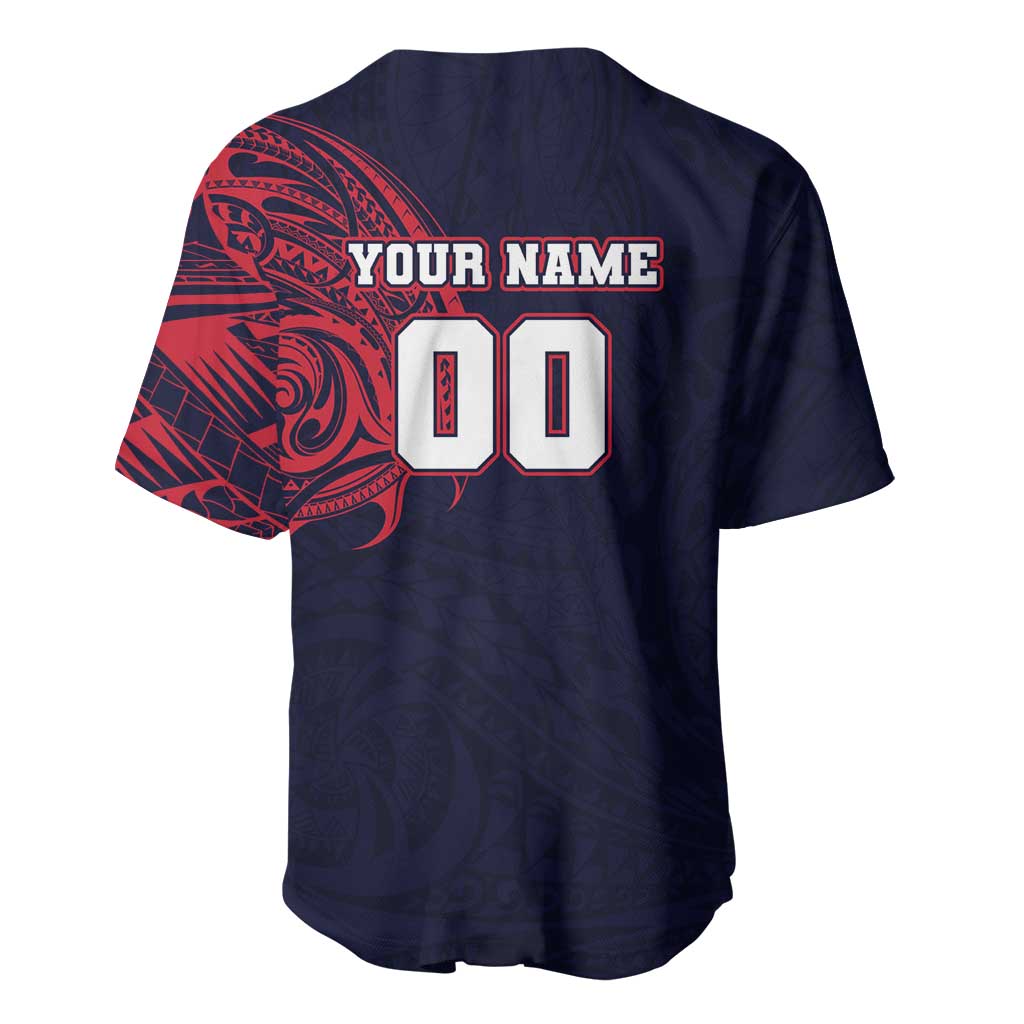 Personalized Melbourne Demons Polynesian Baseball Jersey Tribal Chest and Sleeve Tattoo Heritage Warrior