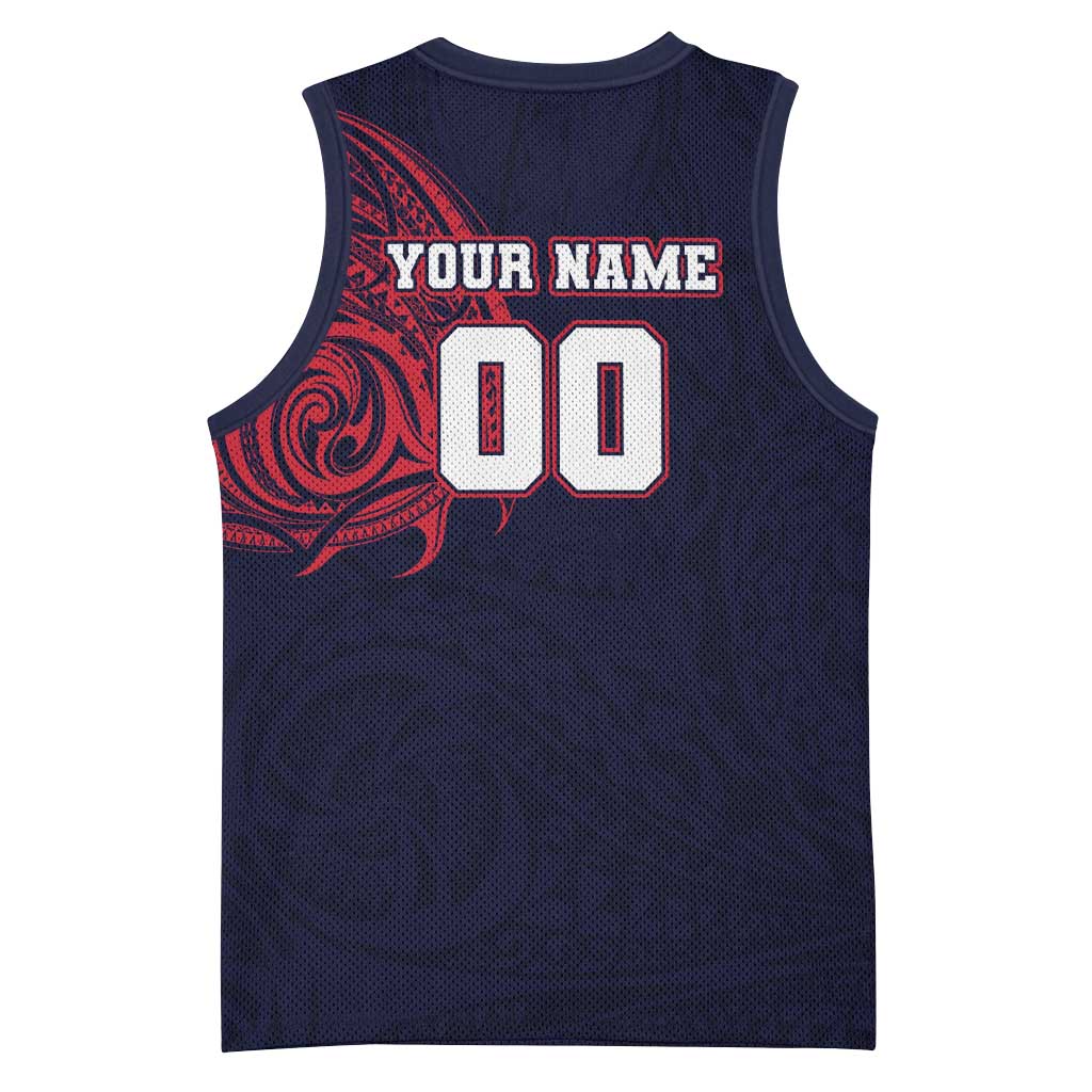 Personalized Melbourne Demons Polynesian Basketball Jersey Tribal Chest and Sleeve Tattoo Heritage Warrior