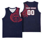 Personalized Melbourne Demons Polynesian Basketball Jersey Tribal Chest and Sleeve Tattoo Heritage Warrior