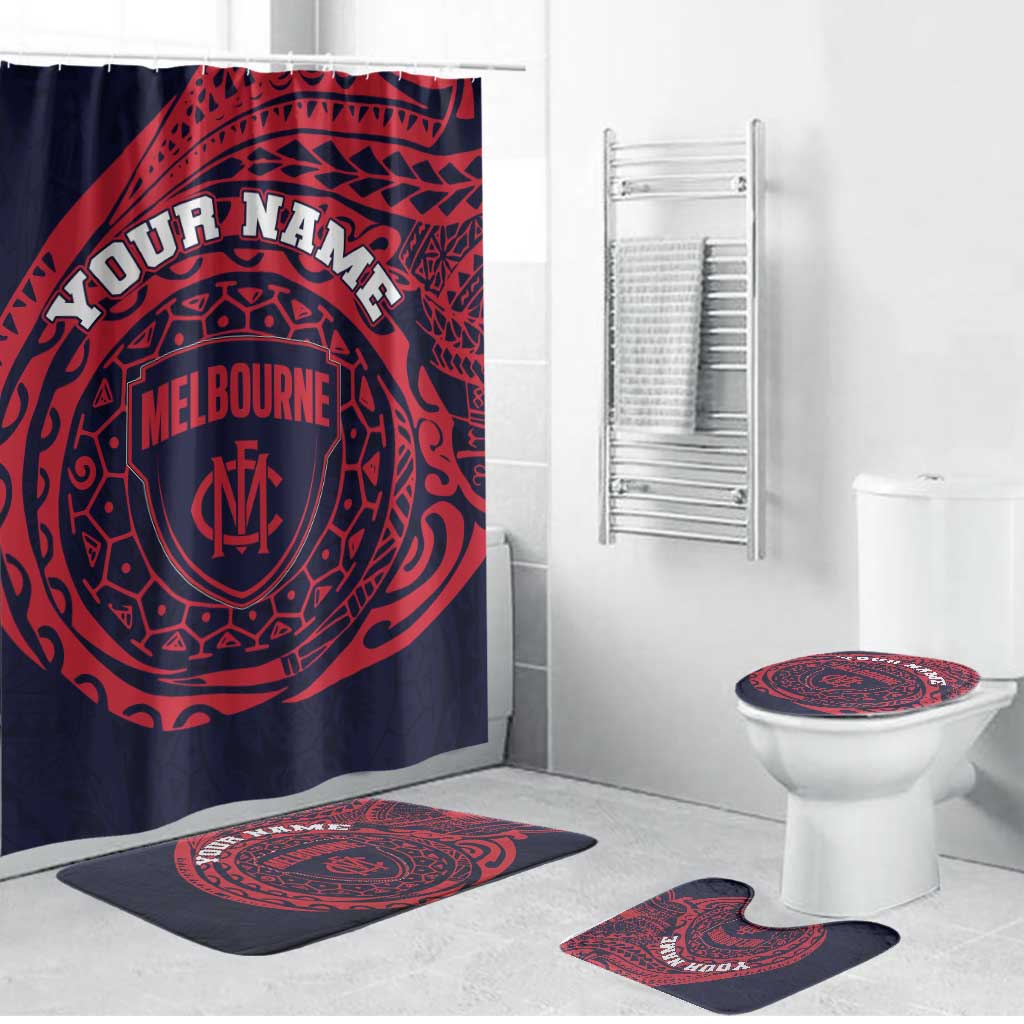 Personalized Melbourne Demons Polynesian Bathroom Set Tribal Chest and Sleeve Tattoo Heritage Warrior