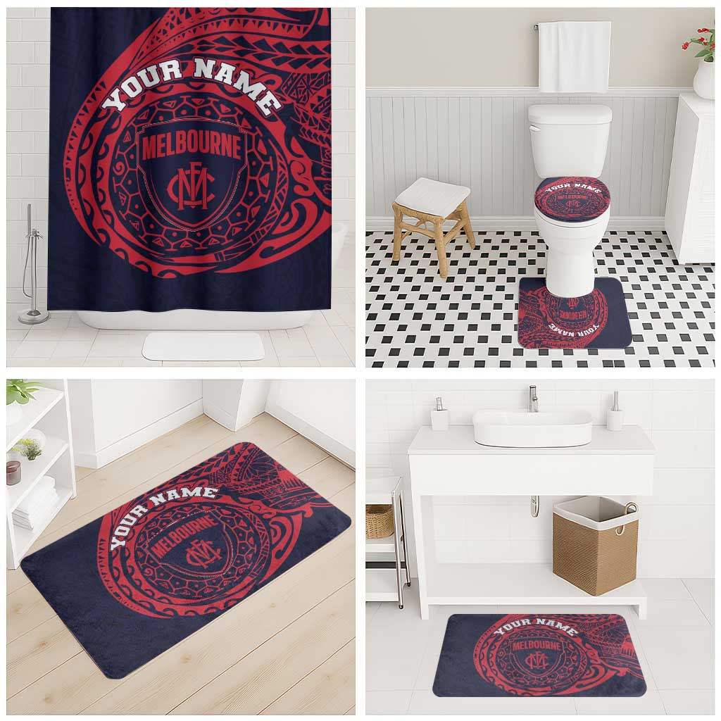Personalized Melbourne Demons Polynesian Bathroom Set Tribal Chest and Sleeve Tattoo Heritage Warrior