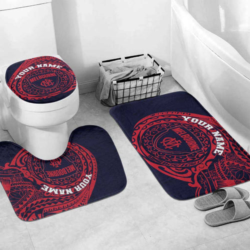 Personalized Melbourne Demons Polynesian Bathroom Set Tribal Chest and Sleeve Tattoo Heritage Warrior