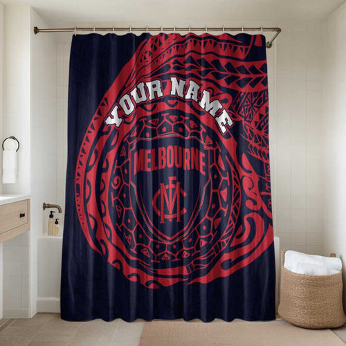 Personalized Melbourne Demons Polynesian Bathroom Set Tribal Chest and Sleeve Tattoo Heritage Warrior