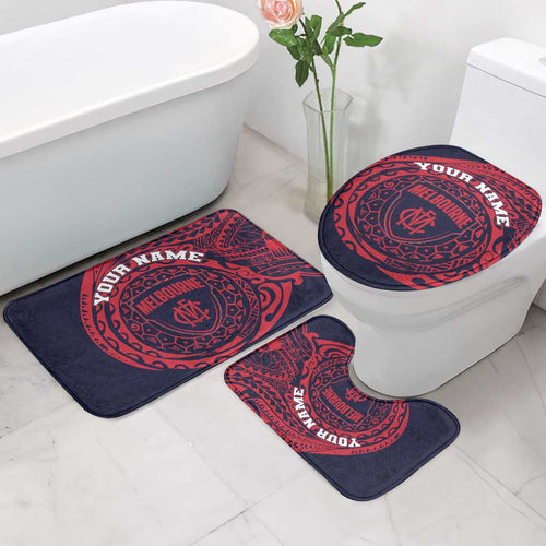 Personalized Melbourne Demons Polynesian Bathroom Set Tribal Chest and Sleeve Tattoo Heritage Warrior