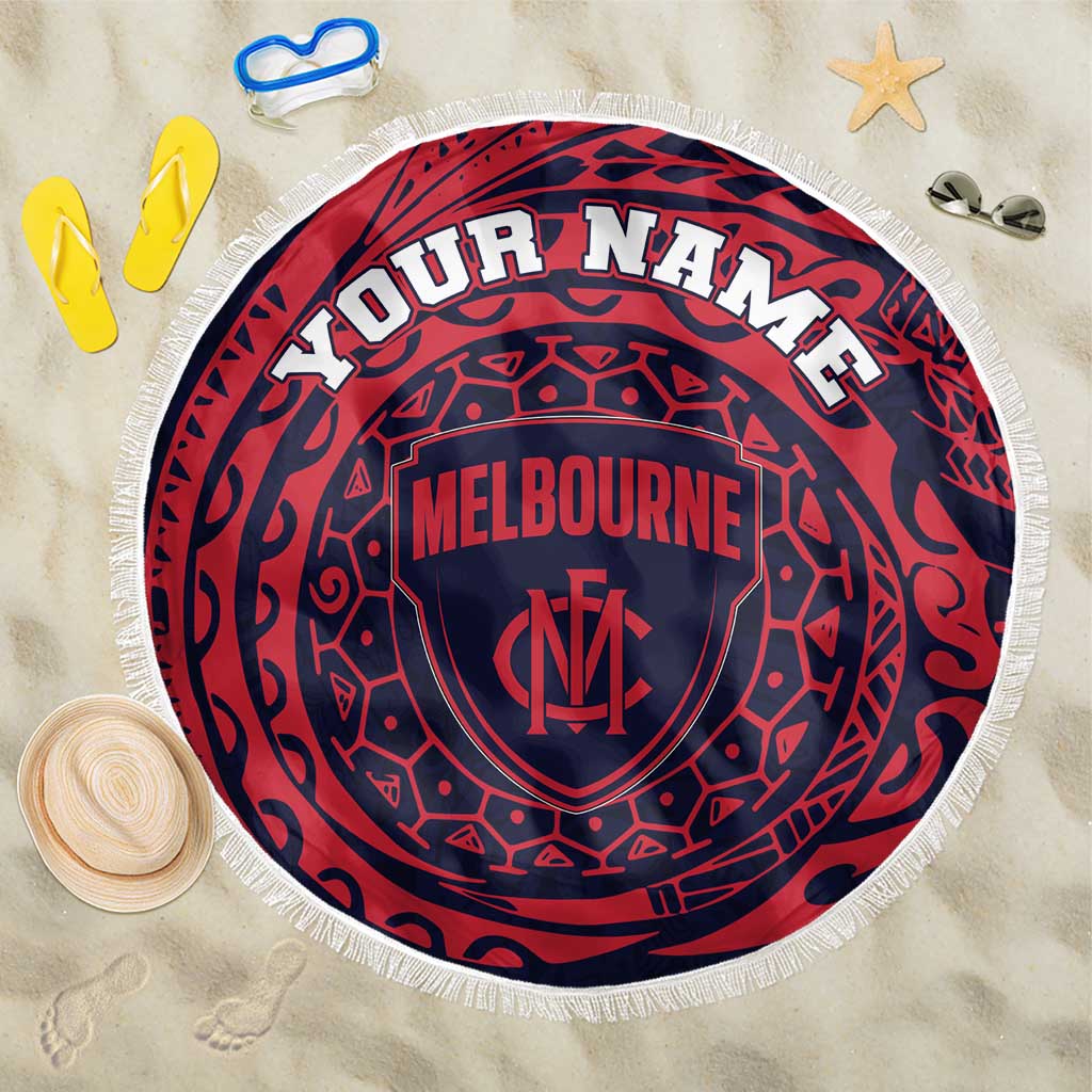 Personalized Melbourne Demons Polynesian Beach Blanket Tribal Chest and Sleeve Tattoo Heritage Warrior