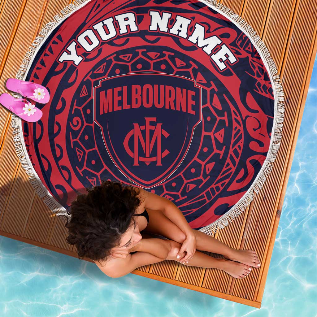 Personalized Melbourne Demons Polynesian Beach Blanket Tribal Chest and Sleeve Tattoo Heritage Warrior