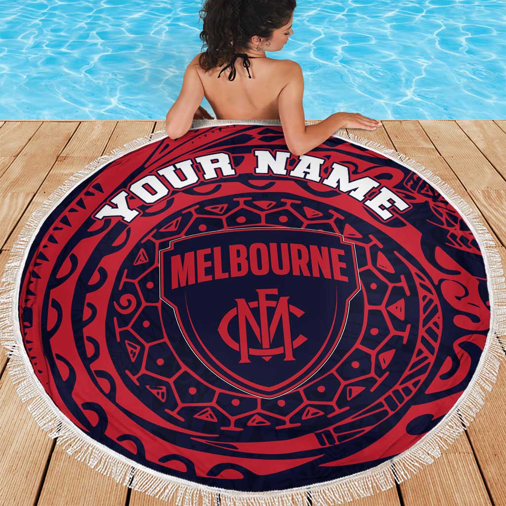 Personalized Melbourne Demons Polynesian Beach Blanket Tribal Chest and Sleeve Tattoo Heritage Warrior