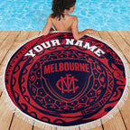 Personalized Melbourne Demons Polynesian Beach Blanket Tribal Chest and Sleeve Tattoo Heritage Warrior