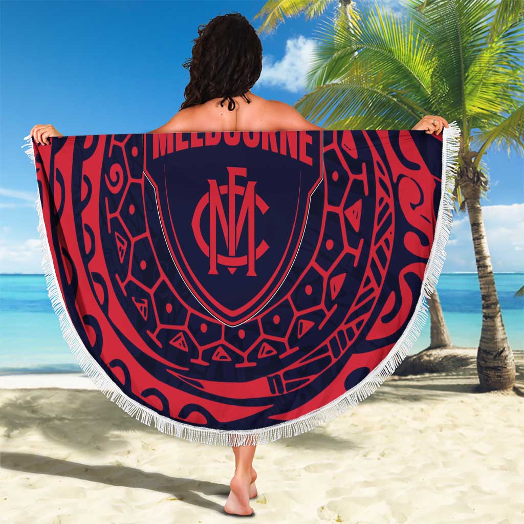 Personalized Melbourne Demons Polynesian Beach Blanket Tribal Chest and Sleeve Tattoo Heritage Warrior