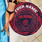 Personalized Melbourne Demons Polynesian Beach Blanket Tribal Chest and Sleeve Tattoo Heritage Warrior