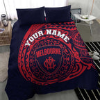 Personalized Melbourne Demons Polynesian Bedding Set Tribal Chest and Sleeve Tattoo Heritage Warrior