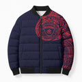 Personalized Melbourne Demons Polynesian Bomber Puffer Jacket Tribal Chest and Sleeve Tattoo Heritage Warrior