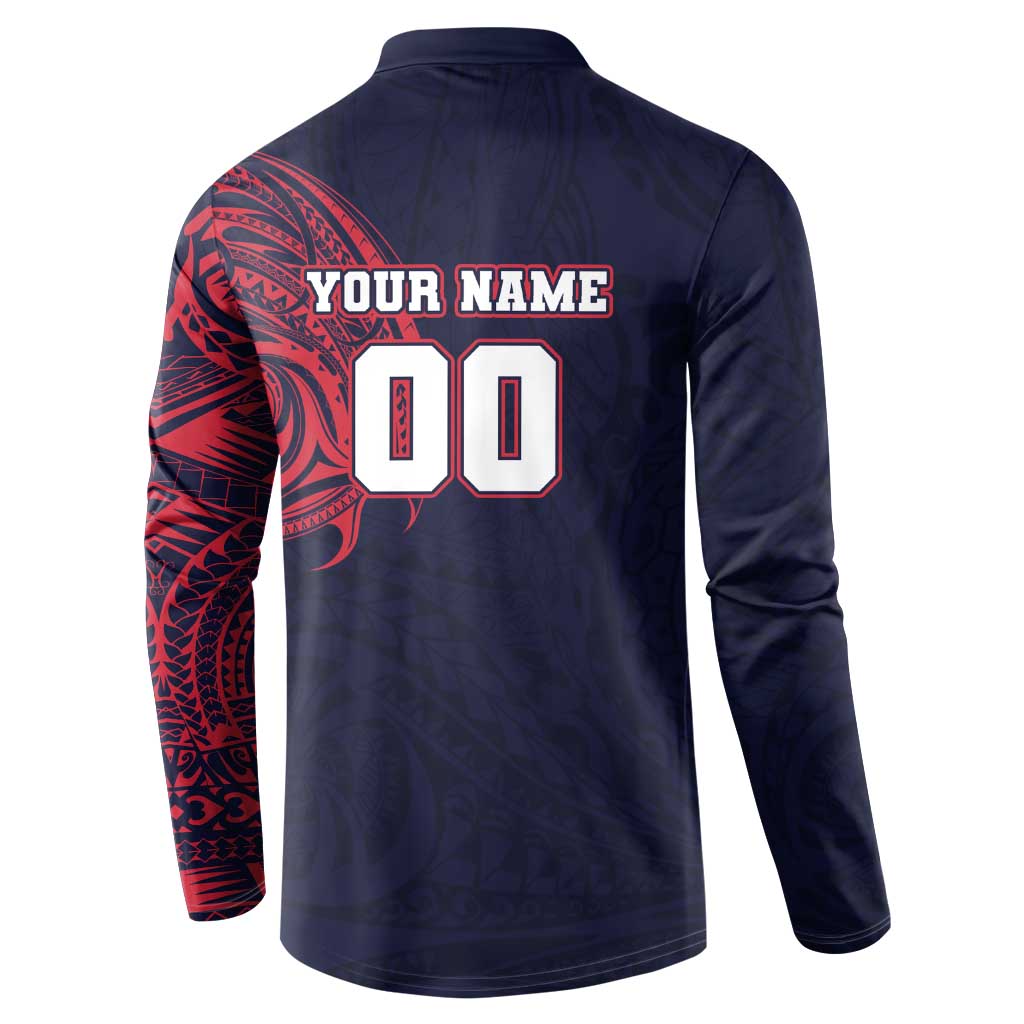 Personalized Melbourne Demons Polynesian Button Sweatshirt Tribal Chest and Sleeve Tattoo Heritage Warrior