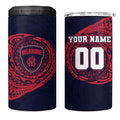 Personalized Melbourne Demons Polynesian 4 in 1 Can Cooler Tumbler Tribal Chest and Sleeve Tattoo Heritage Warrior