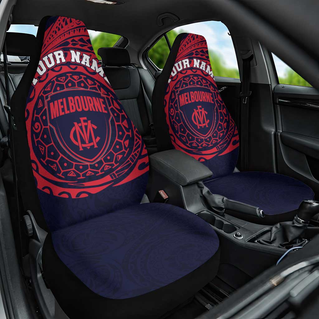 Personalized Melbourne Demons Polynesian Car Seat Cover Tribal Chest and Sleeve Tattoo Heritage Warrior