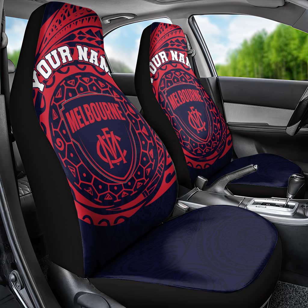 Personalized Melbourne Demons Polynesian Car Seat Cover Tribal Chest and Sleeve Tattoo Heritage Warrior