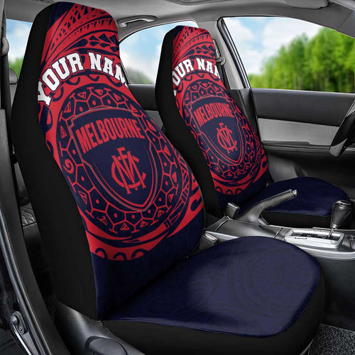Personalized Melbourne Demons Polynesian Car Seat Cover Tribal Chest and Sleeve Tattoo Heritage Warrior